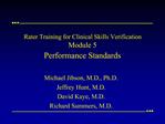Rater Training for Clinical Skills Verification Module 5 Performance Standards