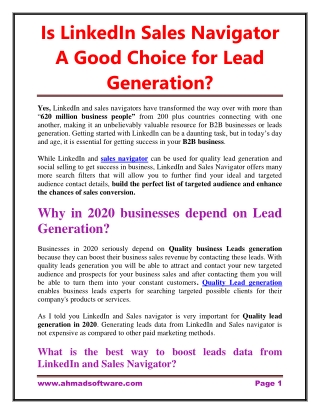 Is LinkedIn Sales Navigator A Good Choice for Lead Generation