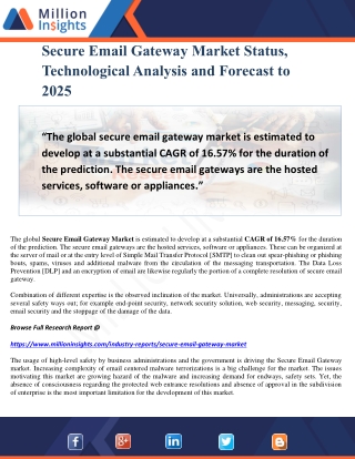 Secure Email Gateway Market Status, Technological Analysis and Forecast to 2025