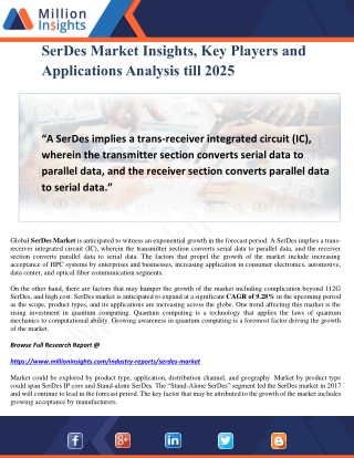 SerDes Market Insights, Key Players and Applications Analysis till 2025