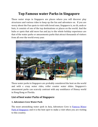 Top Famous water Parks in Singapore