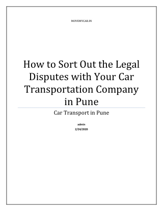 How to Sort Out the Legal Disputes with Your Car Transportation Company in Pune