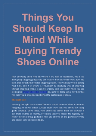 Things You Should Keep In Mind While Buying Trendy Shoes Online