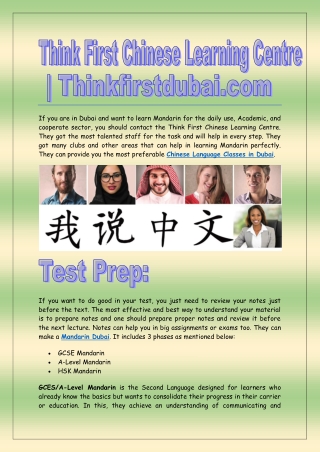 Think First Chinese Learning Center | Thinkfirstdubai.com