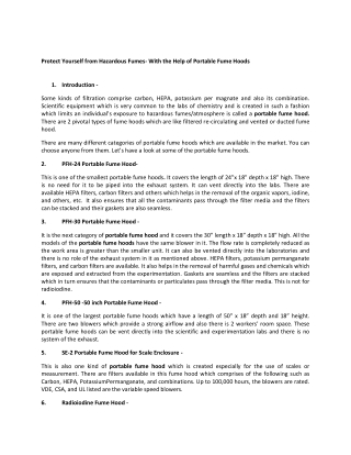 Protect Yourself from Hazardous Fumes- With the Help of Portable Fume Hoods
