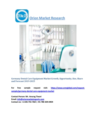 Germany Dental Care Equipment Market Growth, Opportunity, Size, Share and Forecast 2019-2025