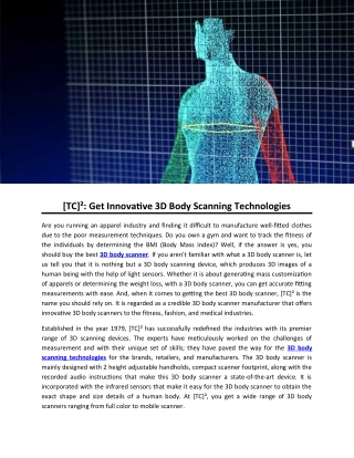 [TC]²: Get Innovative 3D Body Scanning Technologies