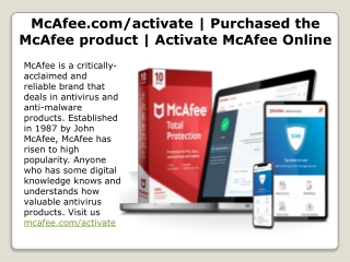 McAfee.com/activate | Purchased the McAfee product | Activate McAfee Online