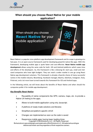 When should you choose React Native for your mobile application?