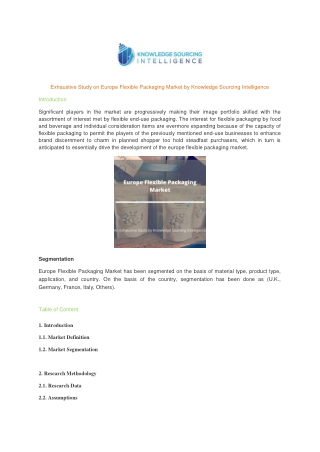 Comprehensive Report on Europe Flexible Packaging Market