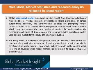 Mice Model Market statistics and research analysis released in latest report