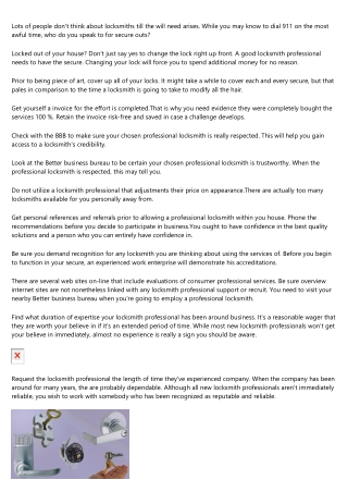 Expert Consultancy: Advice On Hiring Locksmith professionals