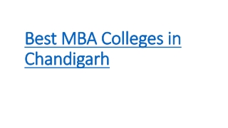 Best MBA Colleges in Chandigarh