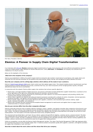 Best Performing SCM Companies | Elemica Global Supply Chain Solutions