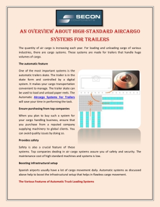 An Overview About High-Standard Aircargo Systems for Trailers