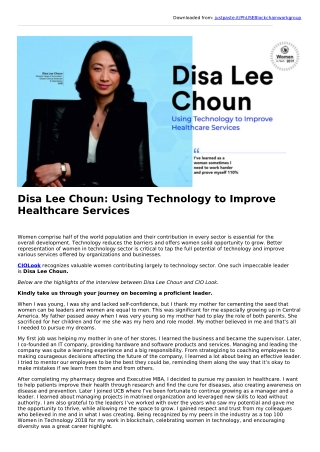 Using Technology to Improve Healthcare Services | Disa Lee Choun