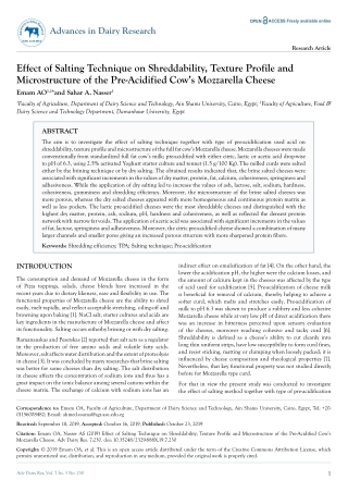 Effect of Salting Technique on Shreddability, Texture Profile and Microstructure of the Pre-Acidified Cow’s Mozzarella C