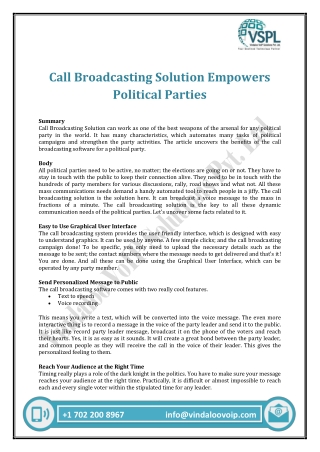 Call Broadcasting Solution Empowers Political Parties