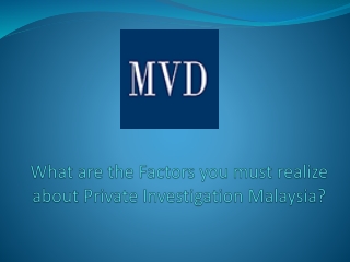 What are the Factors you must realize about Private Investigation Malaysia?