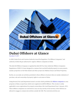 Dubai Offshore at Glance