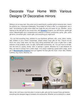 Up to 35% Off Decorative Mirrors