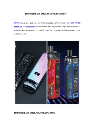 SMOK Nord 2 VS SMOK RPM80 & RPM80 Pro