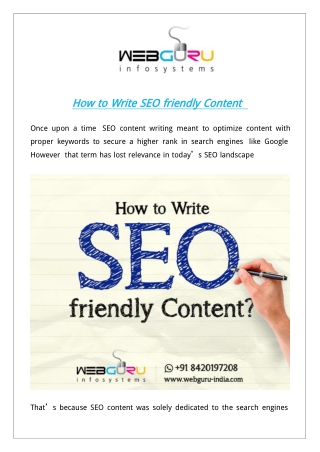 How to Write SEO friendly Content?