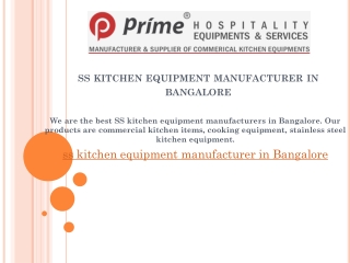 SS kitchen equipment manufacturer in bangalore