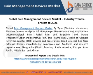 Global Pain Management Devices Market – Industry Trends - Forecast to 2026