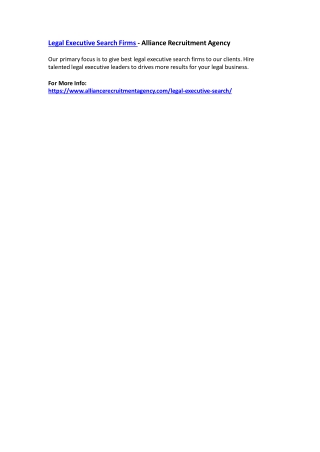 Legal Executive Search Firms - Alliance Recruitment Agency