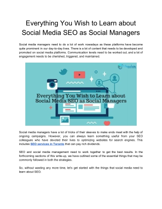 Everything You Wish to Learn about Social Media SEO as Social Managers