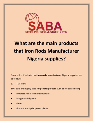 What are the main products that Iron Rods Manufacturer Nigeria supplies? Kassem Mohamad Ajami