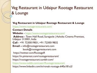 Veg Restaurant in Udaipur Rootage Restaurant & Lounge