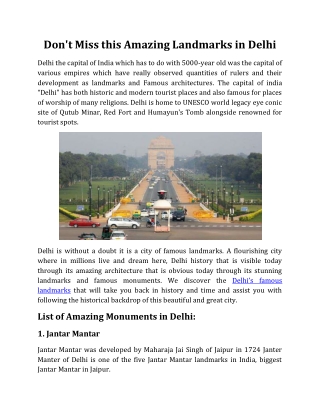 Don't Miss this Amazing Landmarks in Delhi