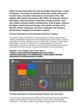 Global Process Automation & Instrumentation Market Size, Trends & Analysis - Forecasts To 2026