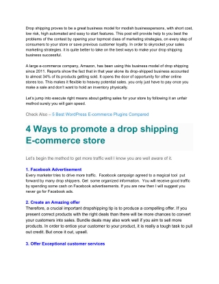 4 Ways to promote a drop shipping E-commerce store