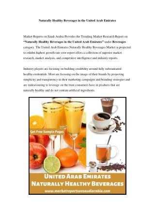 United Arab Emirates Naturally Healthy Beverages Market: Growth, Opportunity and Forecast Till 2023