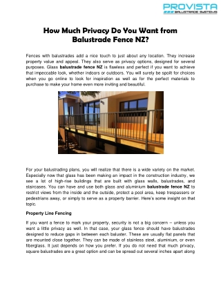 How Much Privacy Do You Want from Balustrade Fence NZ?