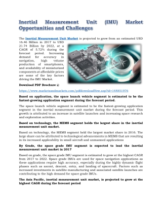 Inertial Measurement Unit (IMU) Market Opportunities and Challenges