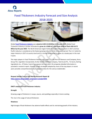 Food Thickeners Industry Forecast and Size Analysis 2018-2025