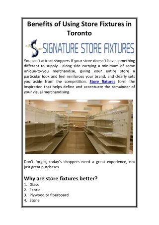 Benefits of Using Store Fixtures in Toronto