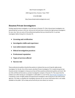 Houston private investigations