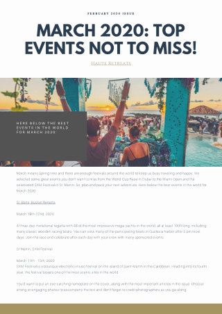 March 2020 Top Events not to miss