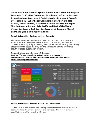 Global Postal Automation System Market Size, Trends & Analysis - Forecasts To 2026