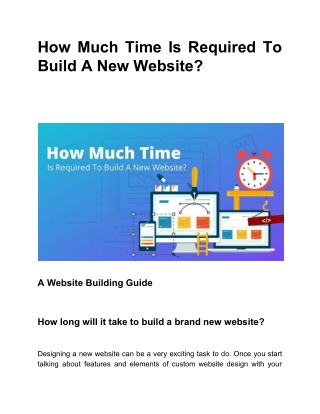 How Much Time Is Required To Build A New Website?