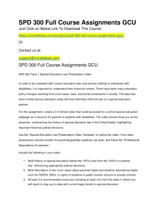 SPD 300 Full Course Assignments GCU