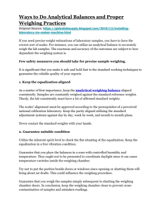 Ways to Do Analytical Balances and Proper Weighing Practices