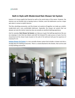 Bath in Style with Modernized Rain Shower Set System