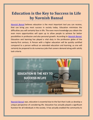 Education is the Key to Success in Life by Navnish Bansal