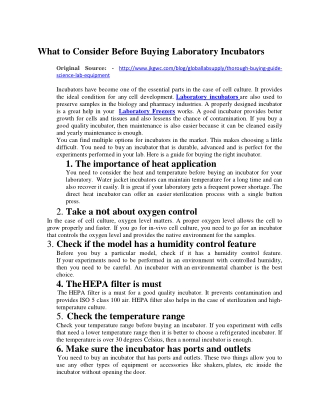 What to Consider Before Buying Laboratory Incubators